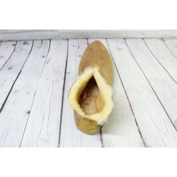 LL Bean Brown Suede Slip On Shearling Lined Ankle Slipper Boot Size 13 M - Picture 7 of 9